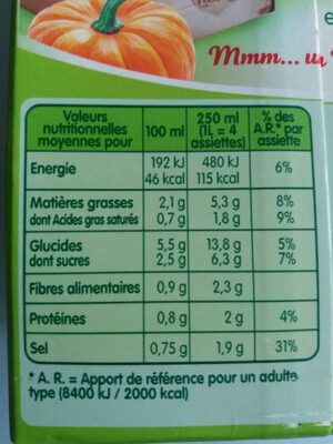Délice de 10 Légumes - Nutrition facts - fr