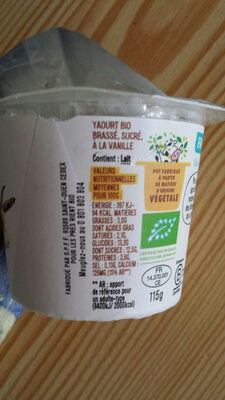 yaourt vanille de Madagascar - Nutrition facts - fr