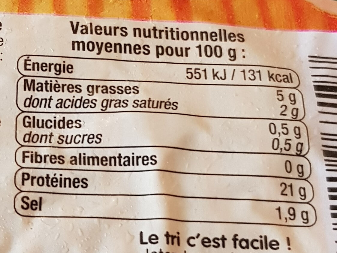 Le jambonneau - Nutrition facts - fr