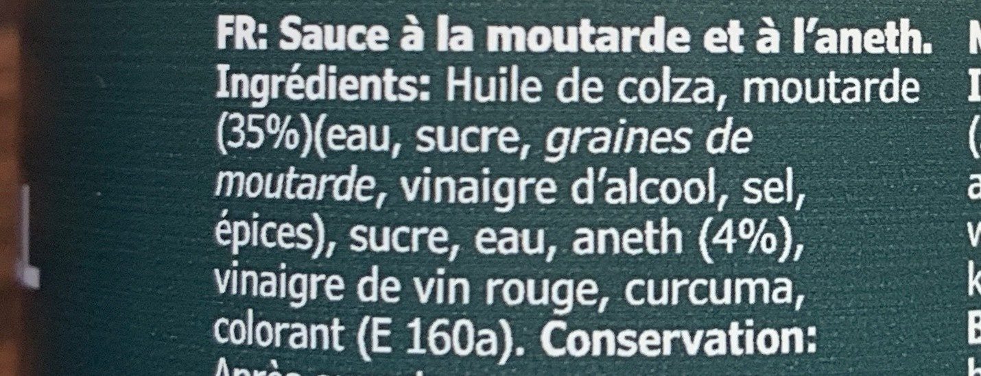 Sås Senap & Dill - Sauce à la moutarde et à l'aneth - Ingrédients