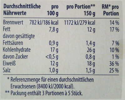 Fischstäbchen - Nutrition facts - de