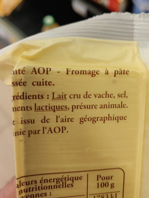 comté AOP - Ingredients - fr