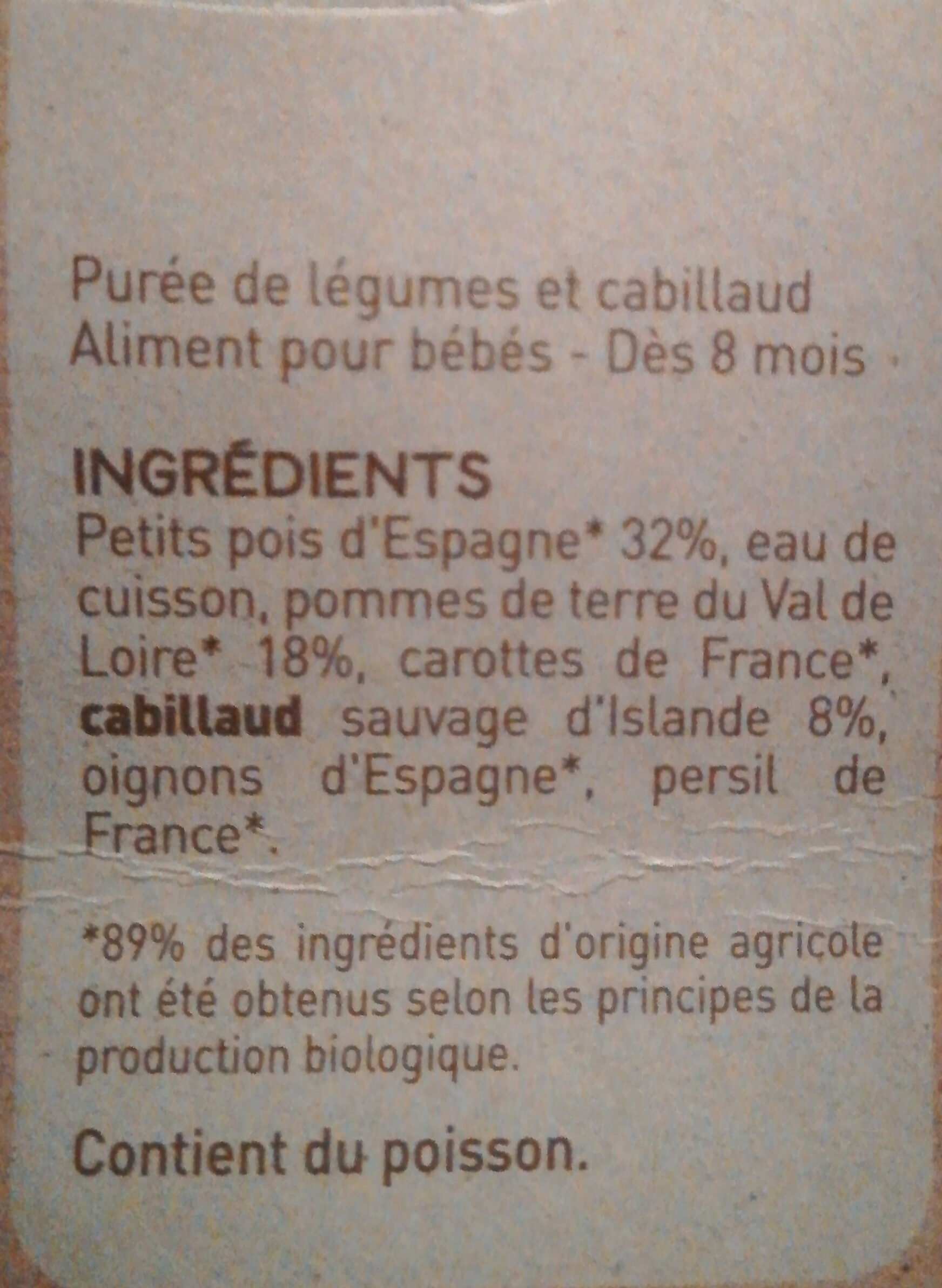 petits pois, pomme de terre du Val de Loire, cabillaud - Ingredients - fr