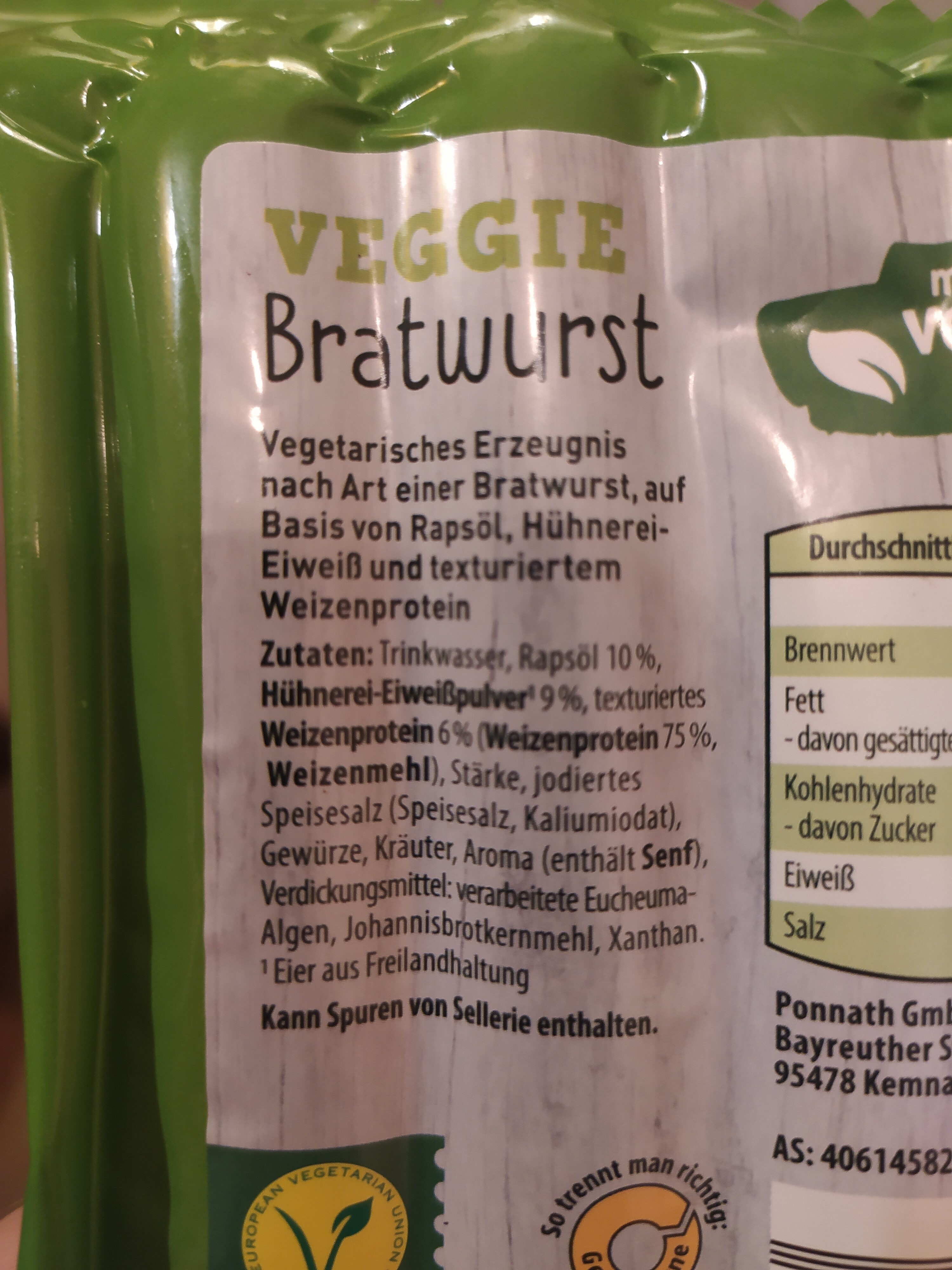 Veggie-Bratwurst - Zutaten
