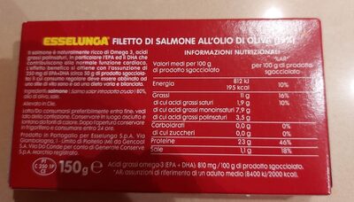 Filetto di salmone all'olio d'oliva - Valori nutrizionali