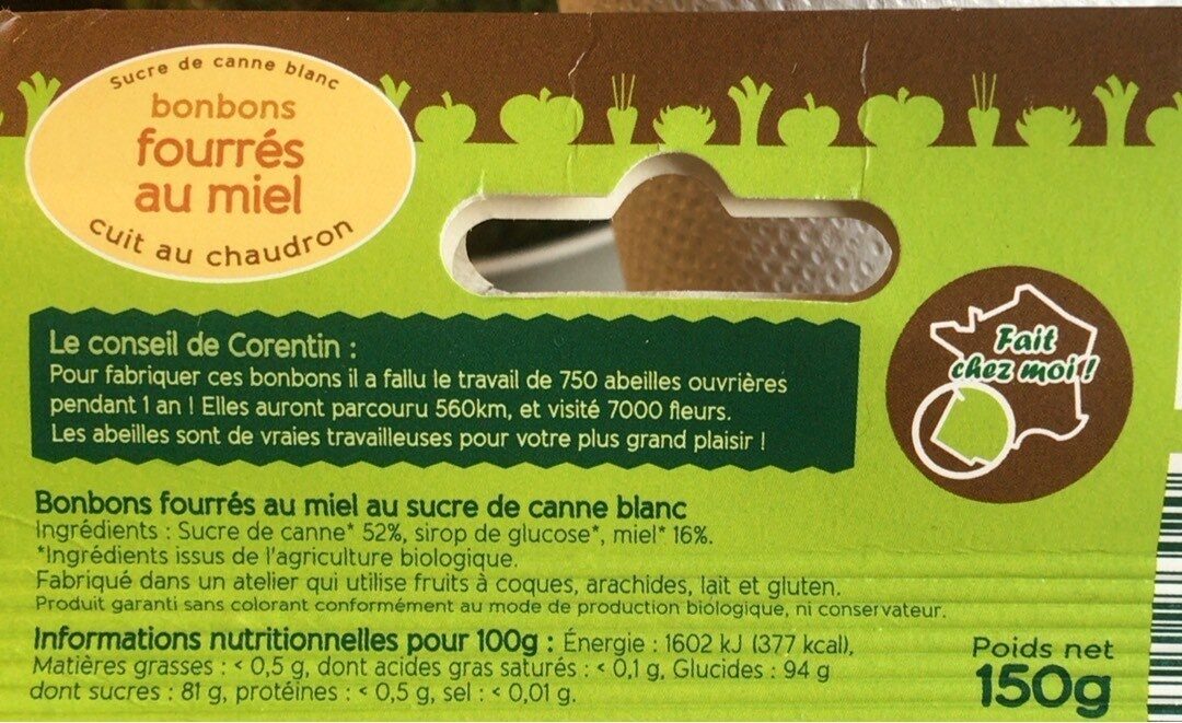 Bonbons fourrés au miel - Nutrition facts - fr