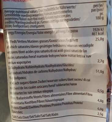 Chips hummus paprika - Tableau nutritionnel