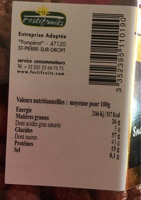 Cacahuètes sucrées - Tableau nutritionnel