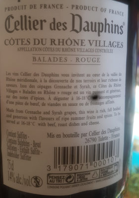 Côtes du Rhône Villages - Ingrédients