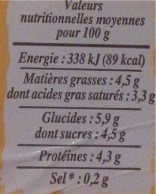 Fromage Frais en Faisselle - Nutrition facts - fr