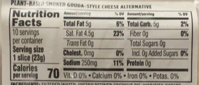 Plant-based smoked gouda-style - Nutrition facts