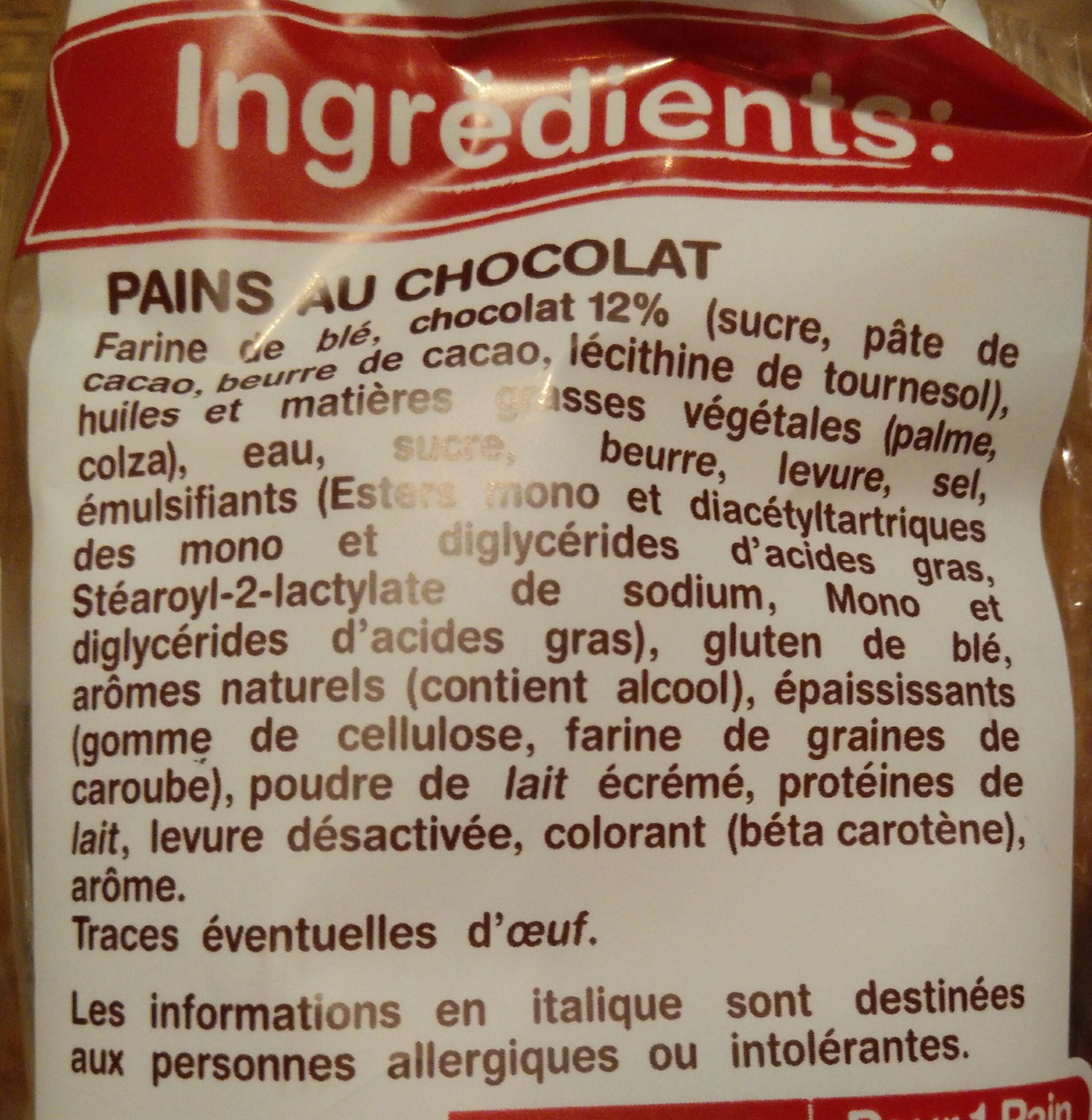 8 pains au chocolat - Ingredients - fr