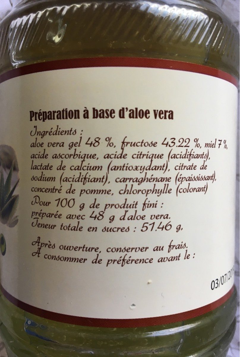 Infusion en gelée à l'aloe vera - Ingredients - fr