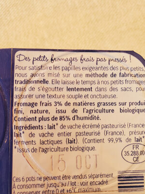 petits fromages frais nature - Ingredientes - fr