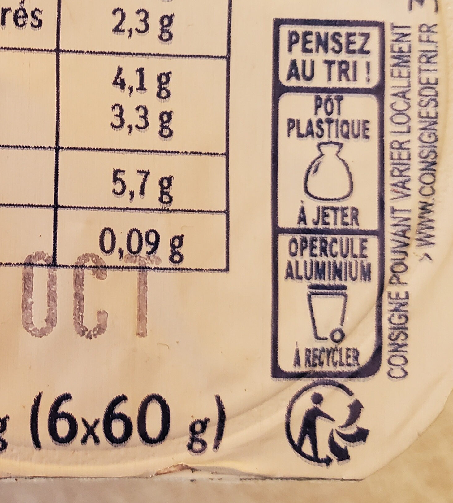 Petits fromages frais nature - Recycling instructions and/or packaging information - fr