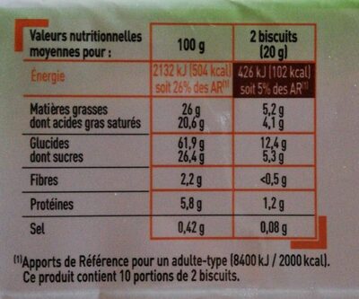 Gaufrettes fourrées Noisettes - حقائق غذائية - fr