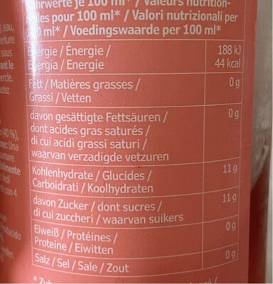 Dryck Rabarber - Nutrition facts - fr