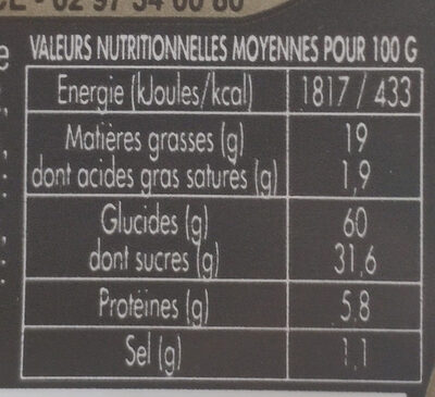 Madeleines au chocolat - Nutrition facts - fr