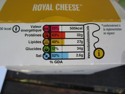 Royal Cheese™ - Tableau nutritionnel