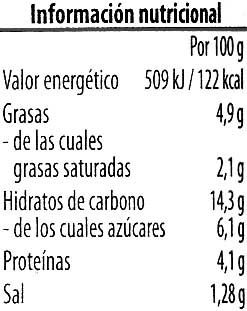 Crema vegetariana Lentejas Coco - Tableau nutritionnel - es