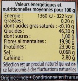 Café Sélection - Nutrition facts - fr