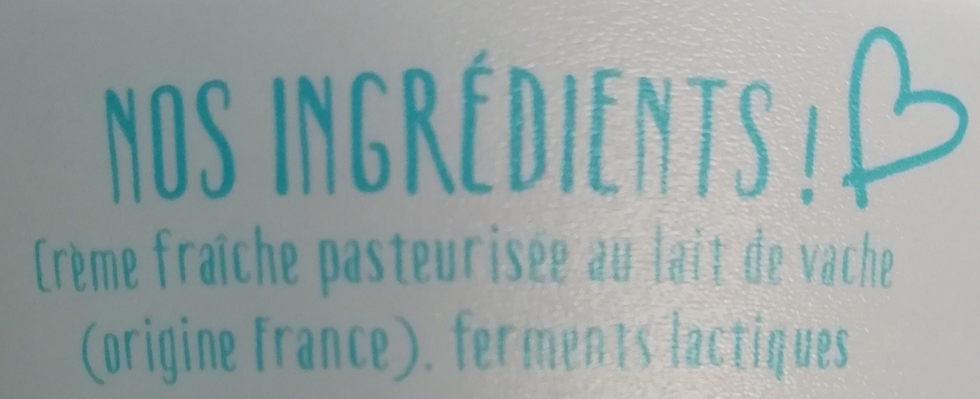Crème fraîche épaisse au lait de vache YOgourmand - Ingredients - fr