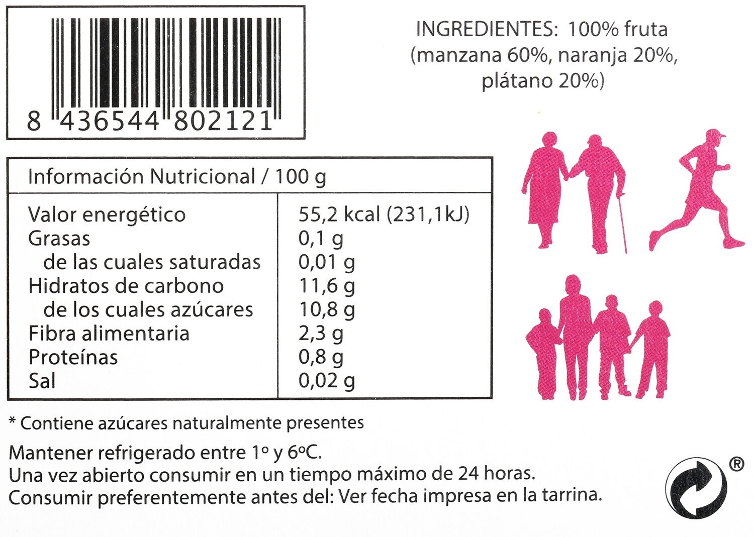 Postre de manzana asada con naranja y plátano - Nutrition facts - es