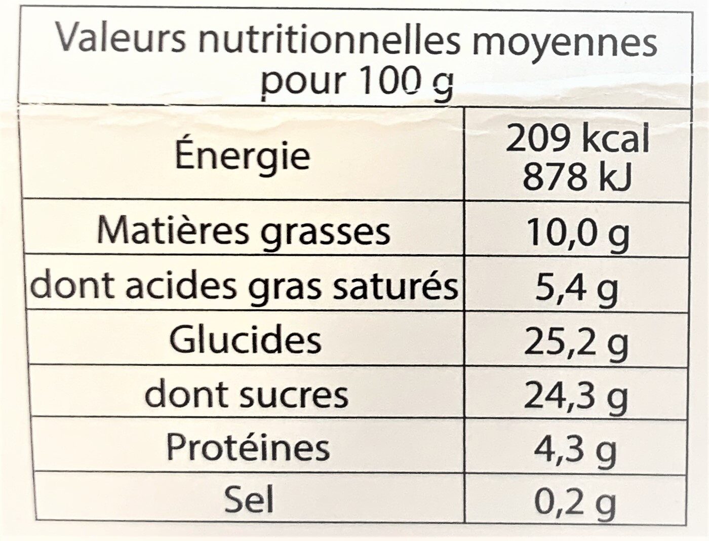 Glace VANILLE MACADAMIA - Nutrition facts - fr