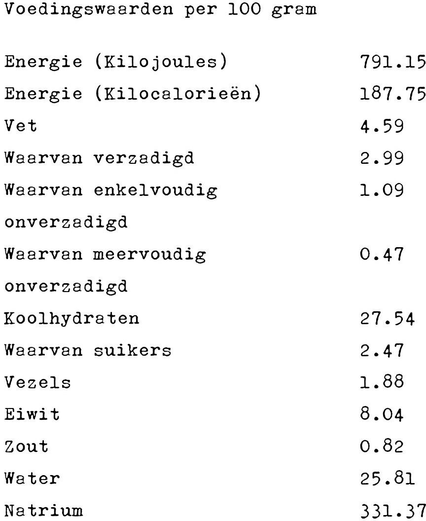 Kaas Uien Kruier - Nutrition facts - nl