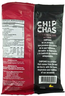 Chipchas Mix de Batata, Arracacha, Yuca y Remolacha - Nutrition facts - es