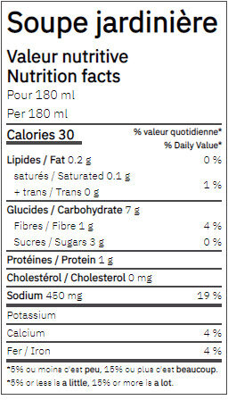 Soupe Jardinière - Nutrition facts - fr