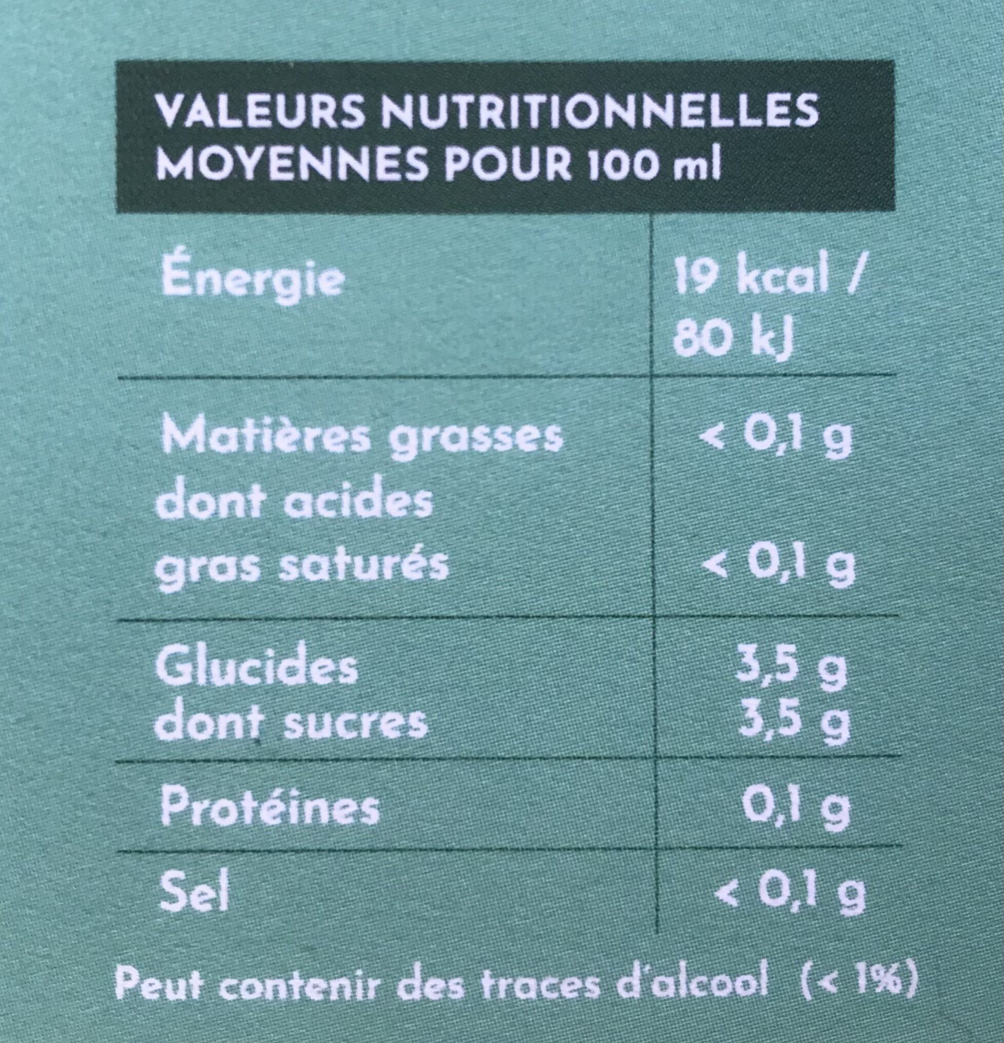 Kombucha Pêche - Nutrition facts - fr
