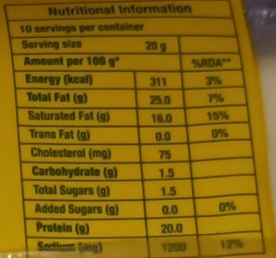 Amul Cheese Slices - Nutrition facts