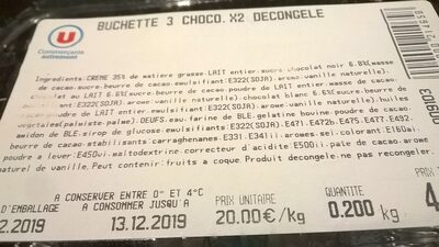 BUCHETTE 3 CHOCO. X2 DECONGELE - Ingredients - fr