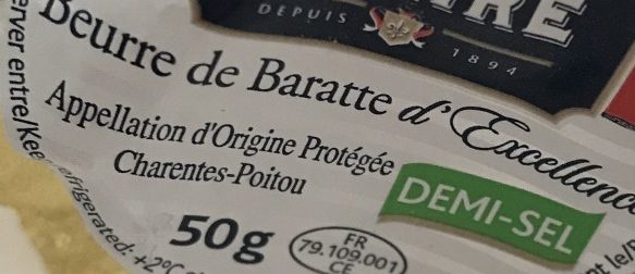 Beurre de Baratte d'Excellence Demi-Sel - Ingredientes - fr