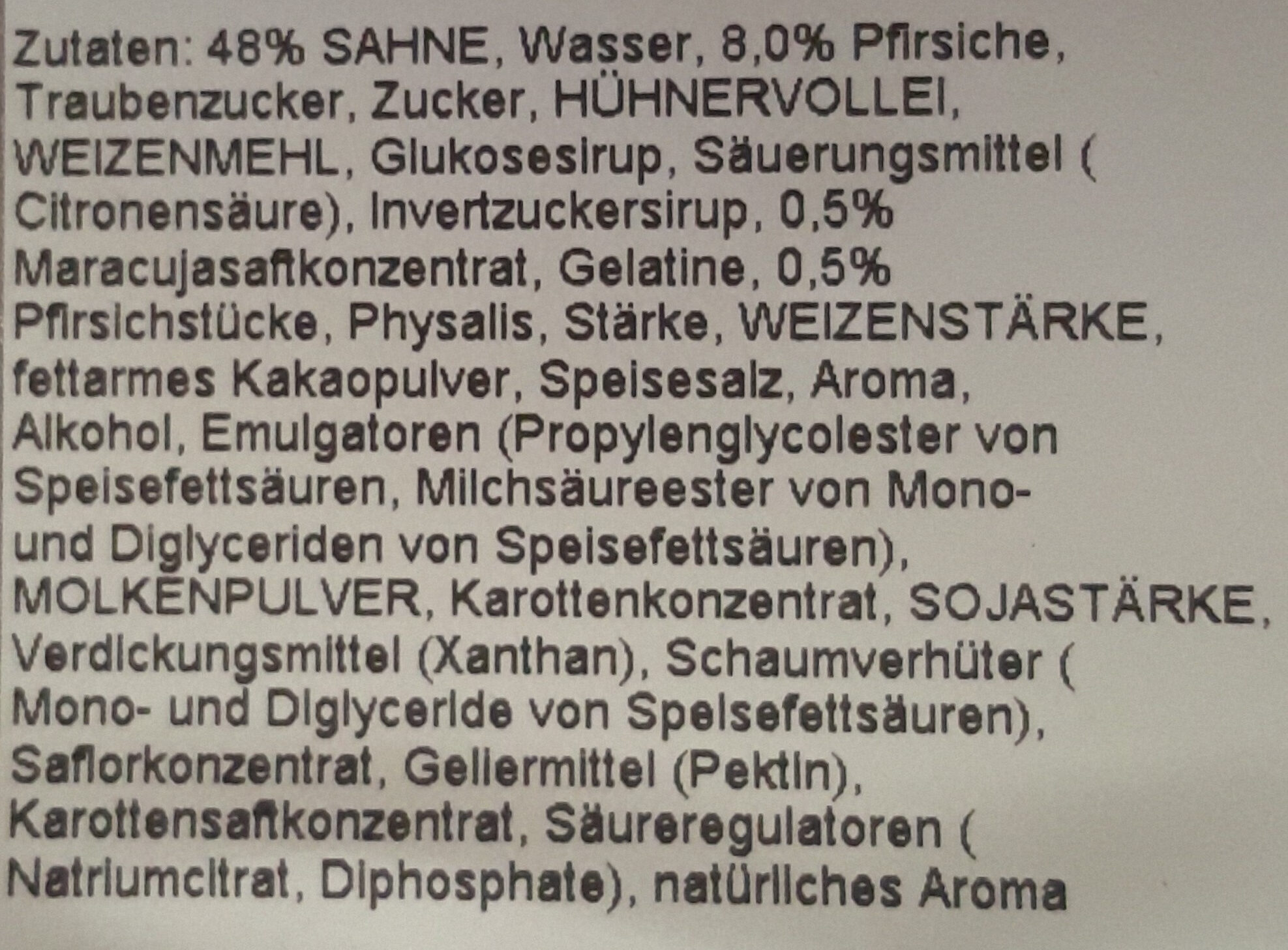 Pfirsisch-Maracuja-Sahnetorte - Ingredients - de