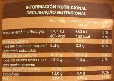Porridge con cacao - Informació nutricional - es