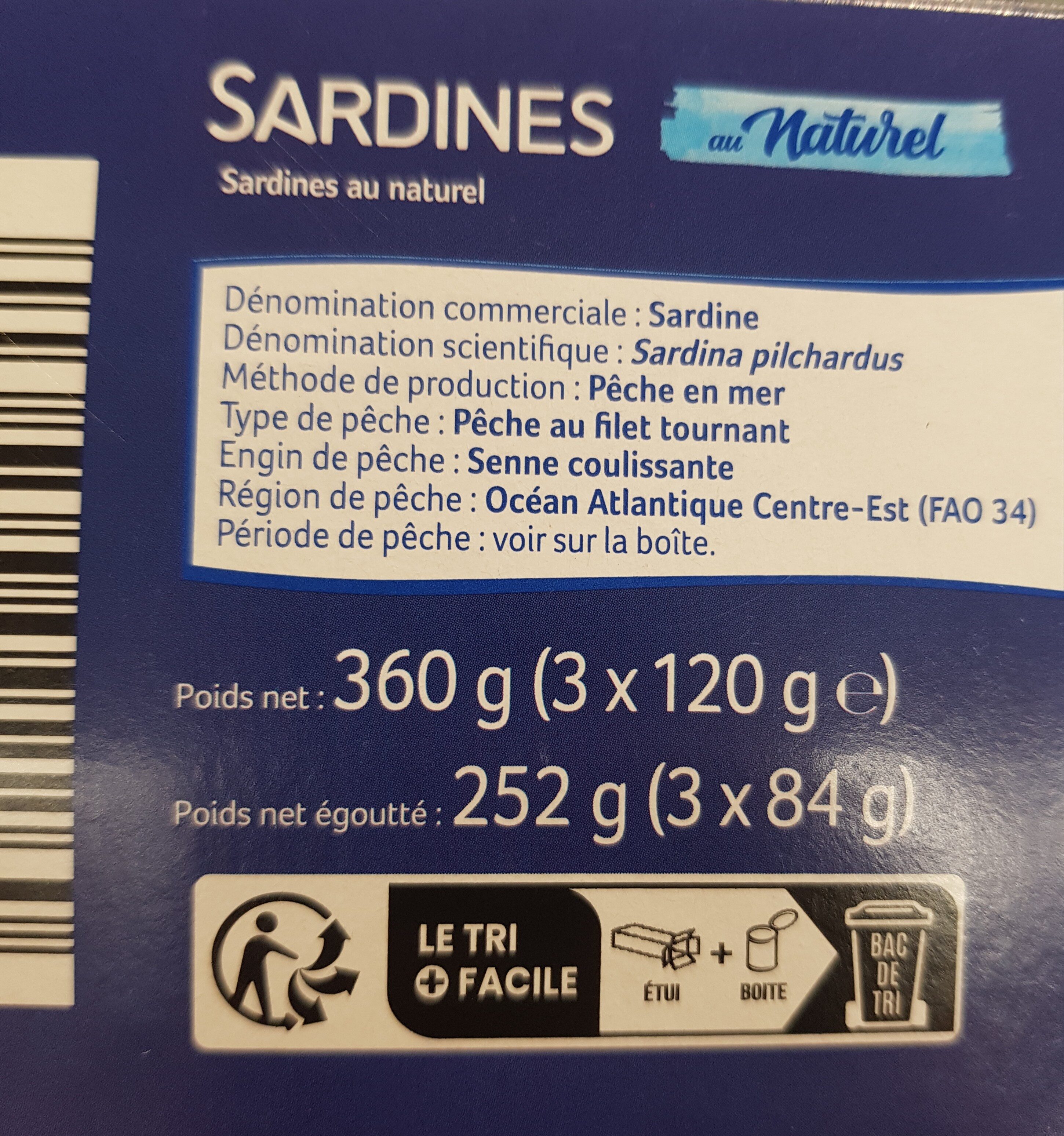 Sardines au naturel - Ingredients - fr