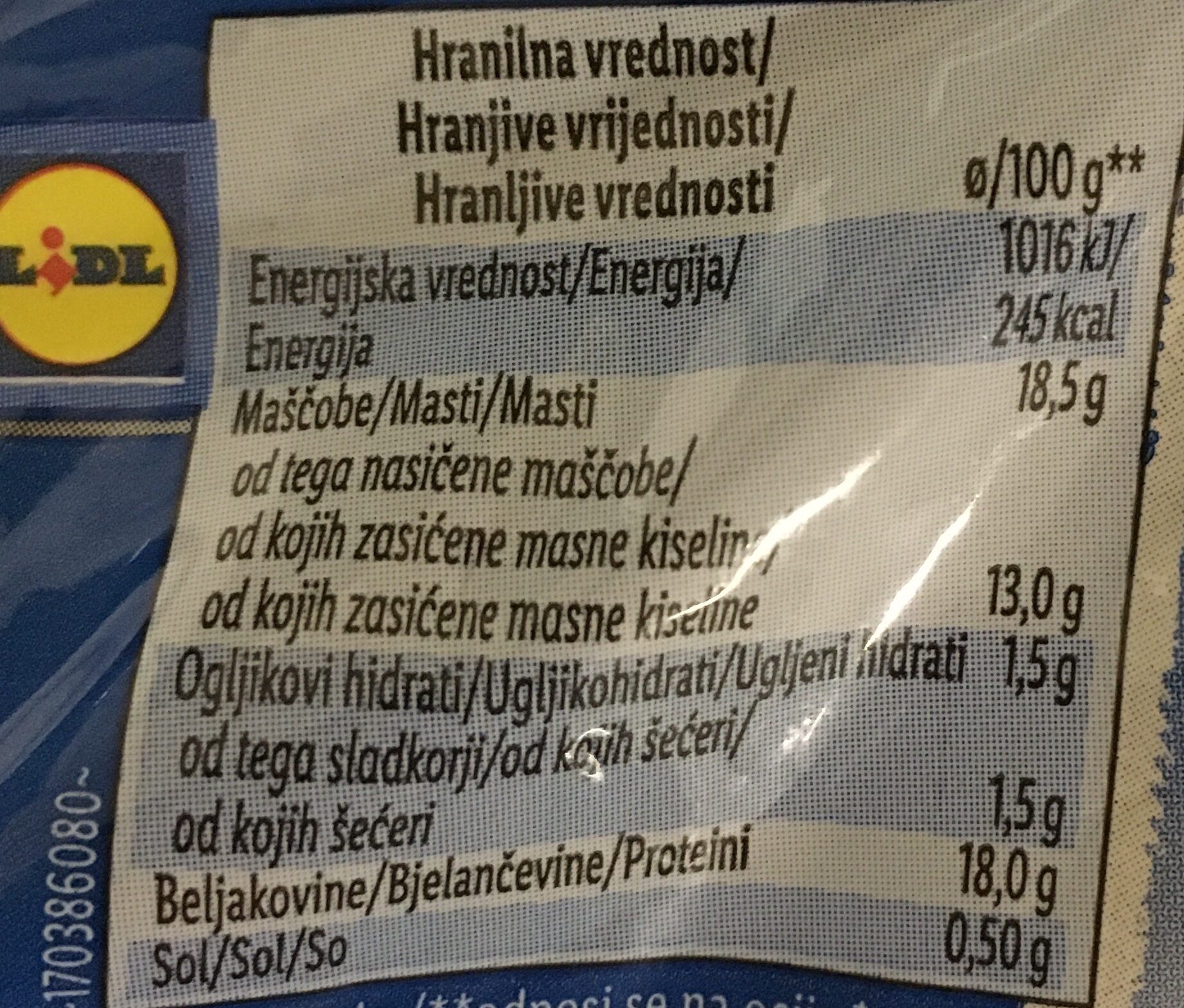 Mozzarella - Voedingswaarden - en