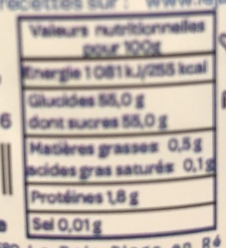 Framboise sans saccharose ajouté - Nutrition facts - fr