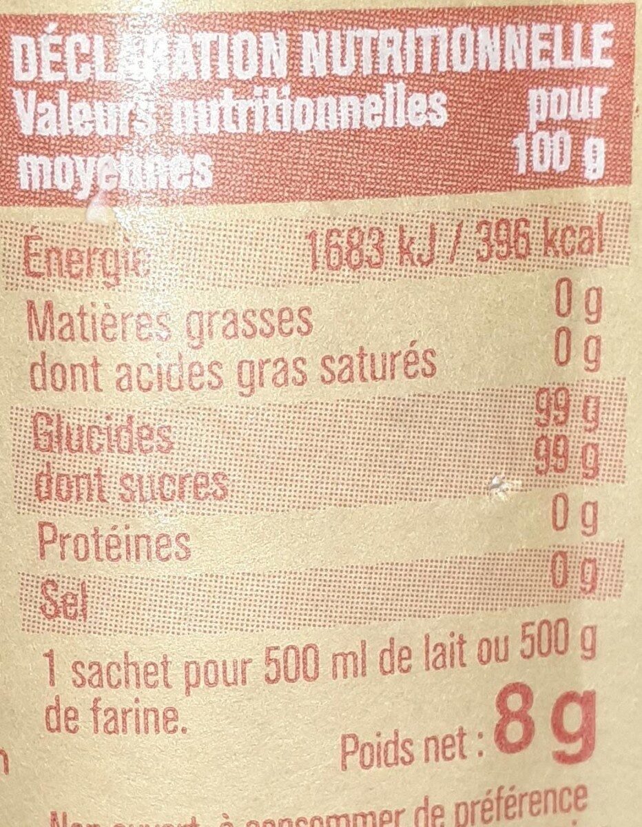 Sucre vanillliné - Nutrition facts - fr
