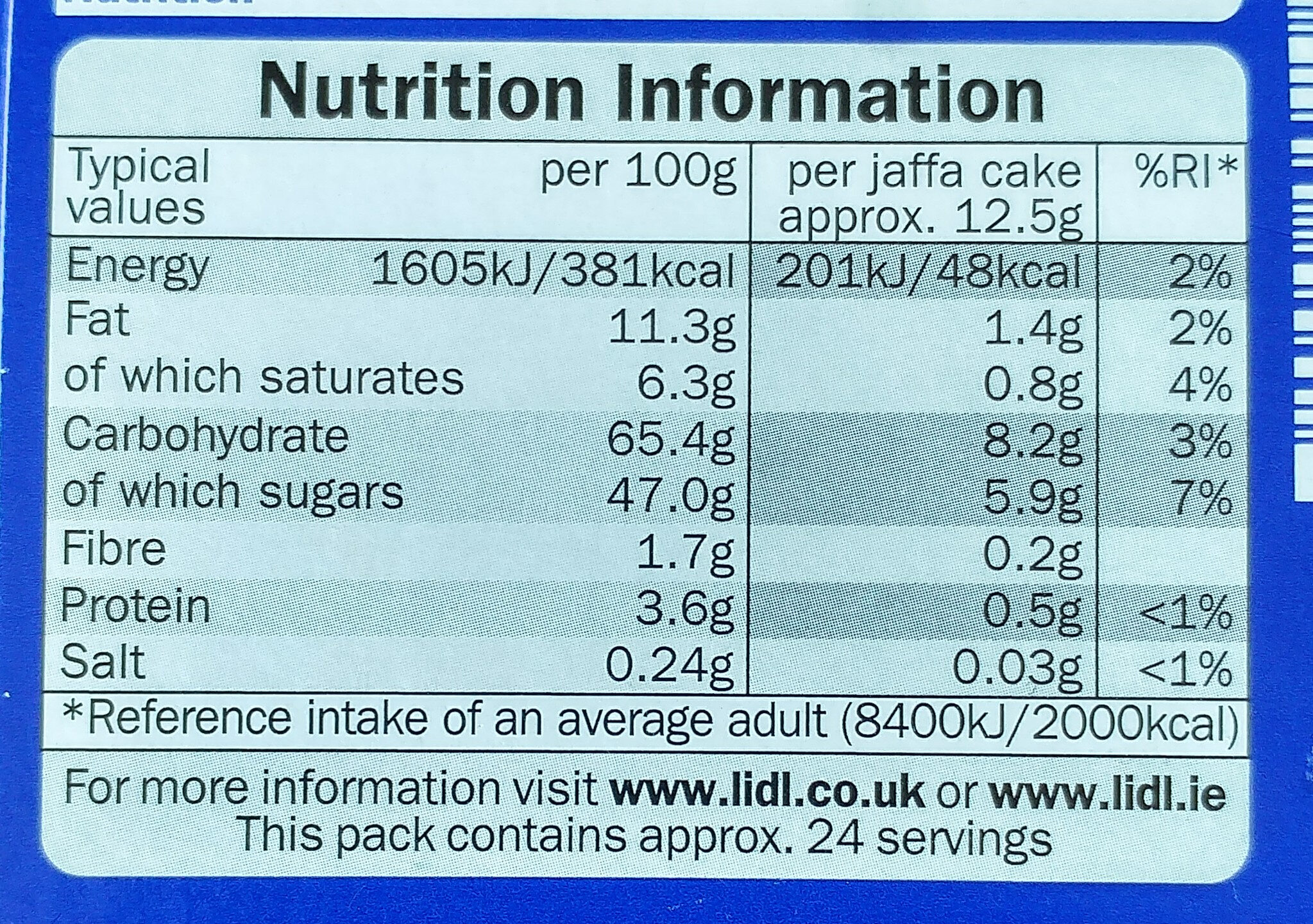 Kekse Jaffa Cake Soft-Biscuit - Información nutricional - en