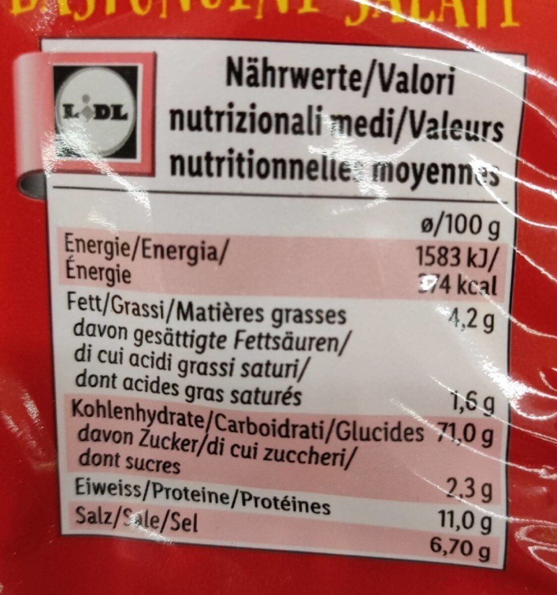 Bastoncini salati - Voedingswaarden - de