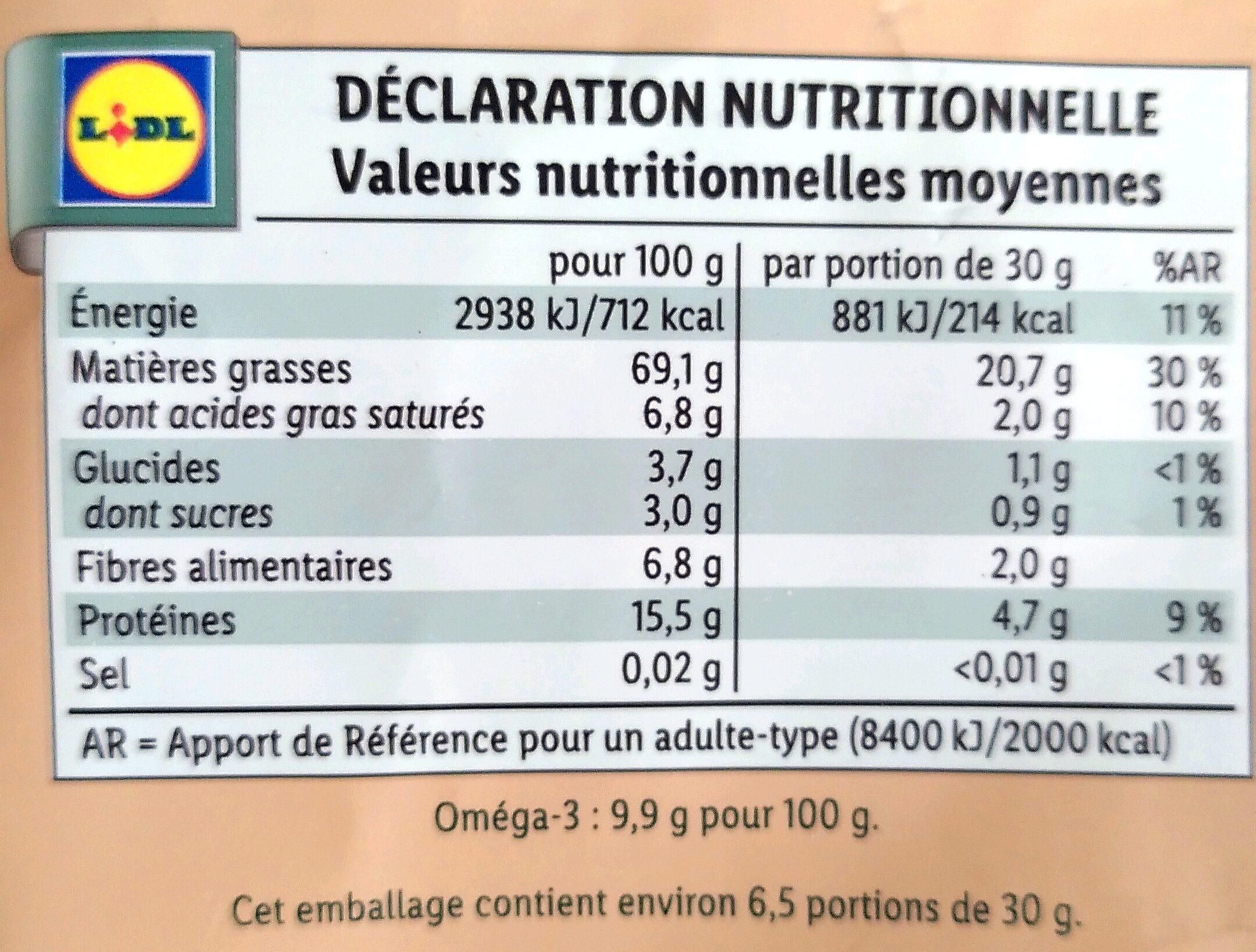 Walnusskerne - Dados nutricionais - fr