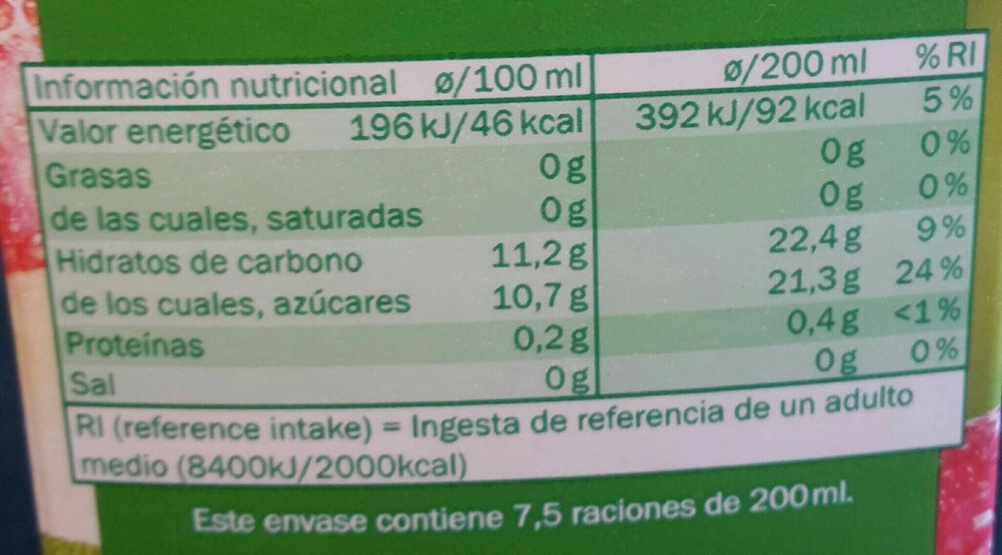 Zumo de Manzana - Nutrition facts