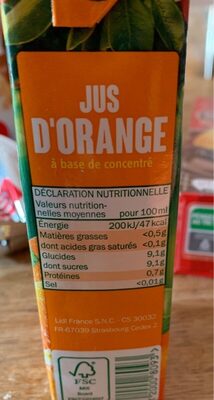 Orange Juice - Nutrition facts