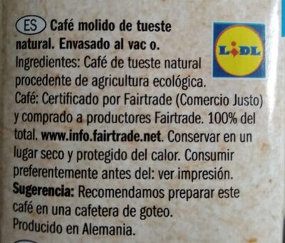 Cafe del mundo - Informació nutricional - fr
