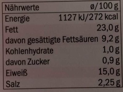 Bierwurst - Nährwertangaben