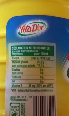 Sonnenblumenöl Vita D'or - Informació nutricional - fr
