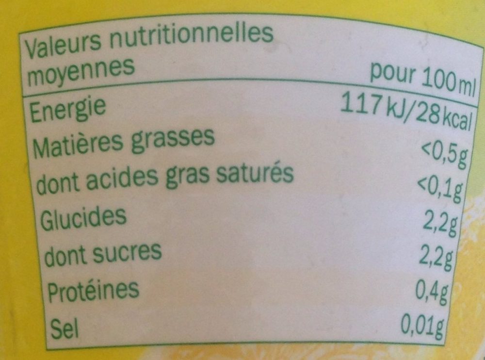 Zitronensaft wenig - Valori nutrizionali - fr